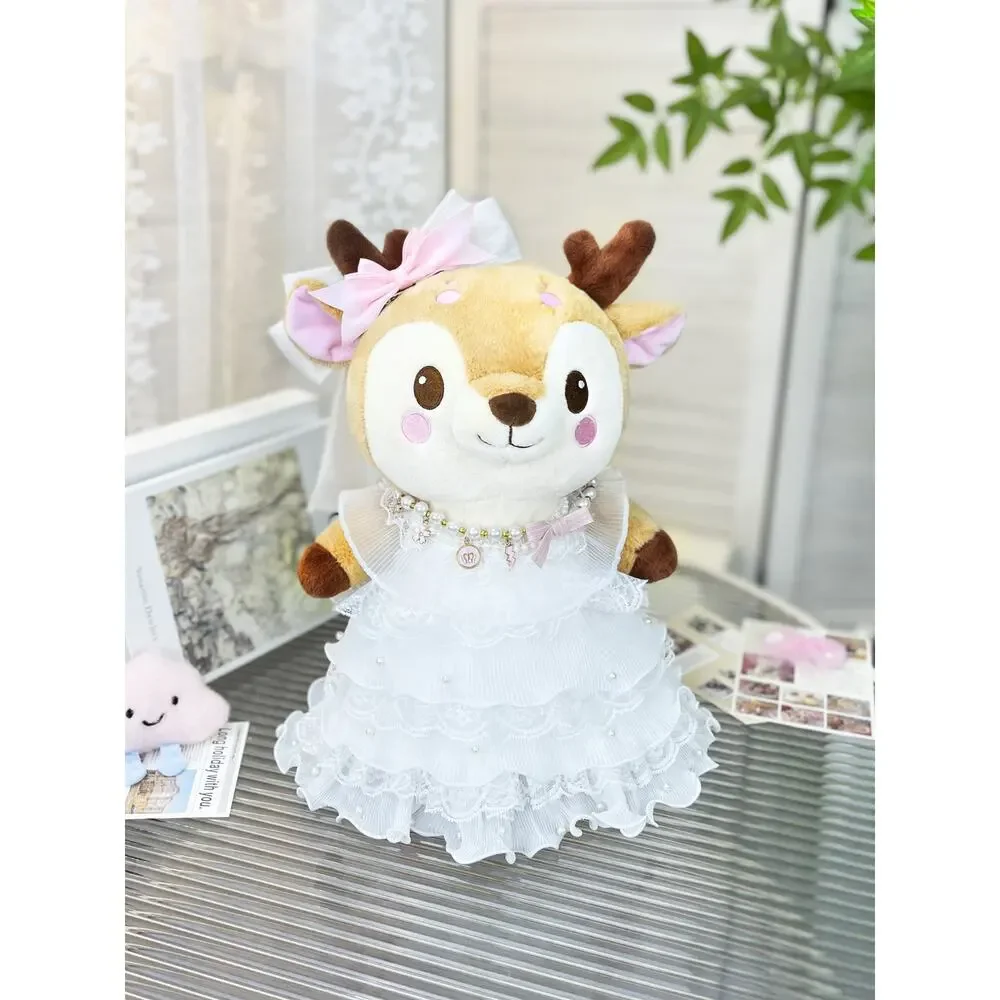 Large Bartholomew Bear clothes outfits - White Floral Formal Dress